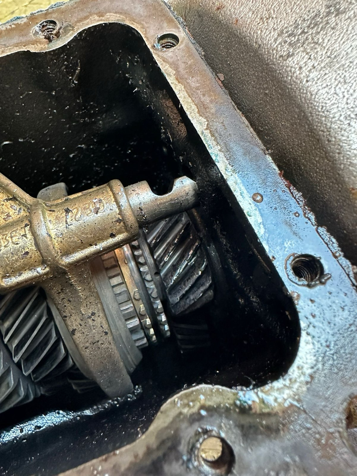 Broken interior of Type 9 gearbox